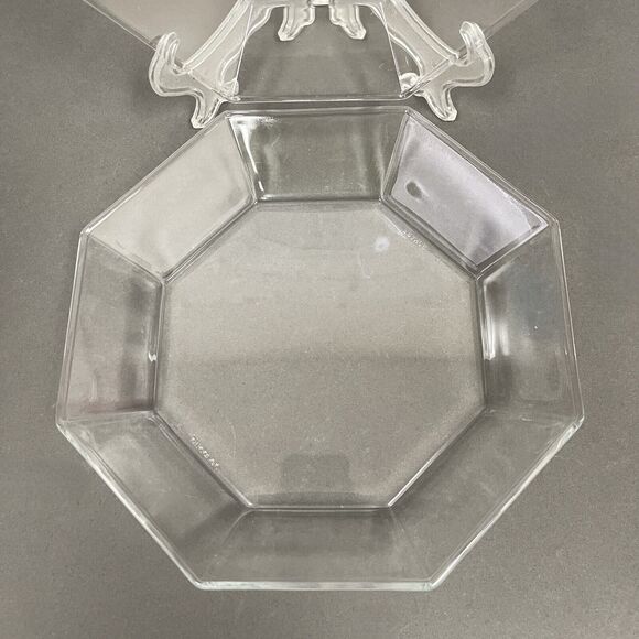 Arcoroc France Octime Clear Octagonal Bowls Glass 7 3/4" across Lot of 2 - Picture 3 of 8